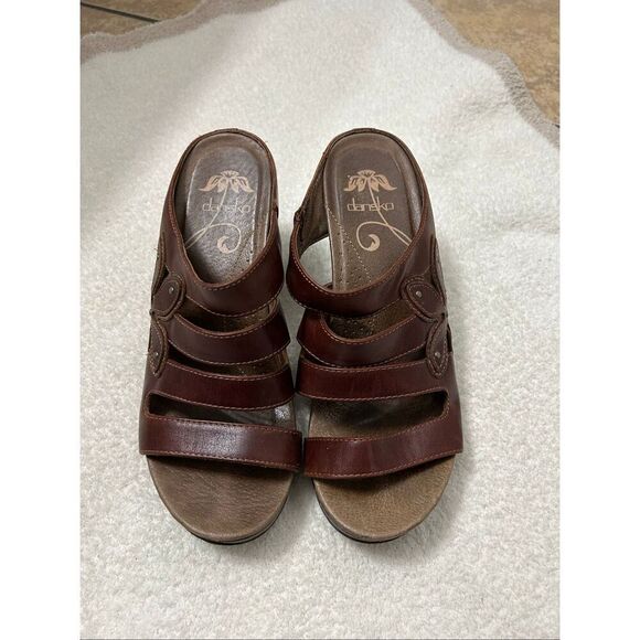 Dansko Nigella brown leather strappy heels size 8 - Picture 1 of 8